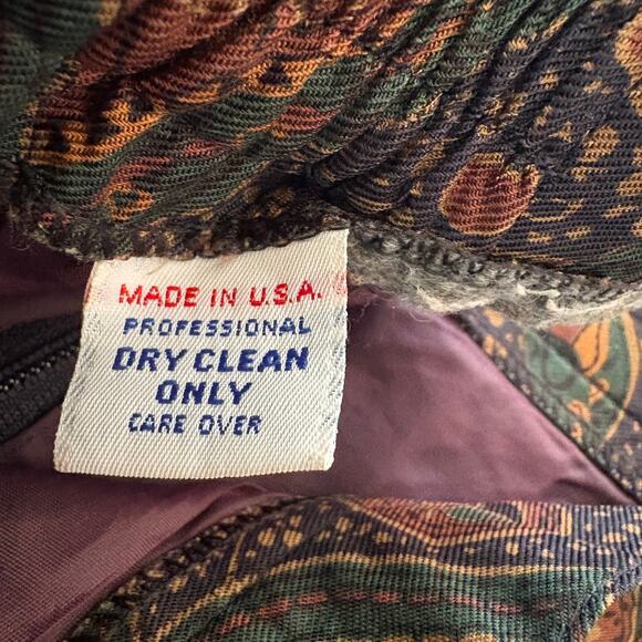 Vintage J'Envie Sport Pleated Skirt Jewel Tone Paisley Midi - 12 - Picture 7 of 7